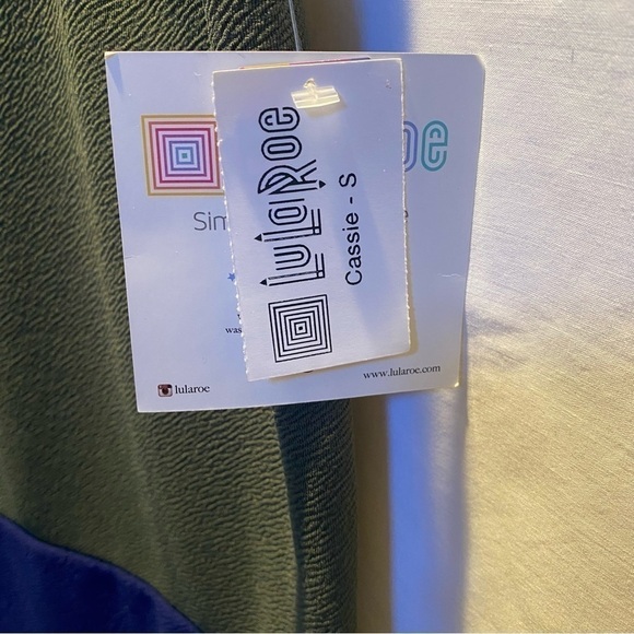 LulaRoe Cassie Navy and Green Pencil Skirt Small - Picture 4 of 6